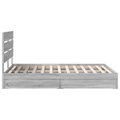 Opslag bed met lade Grijs Sonoma 150 x 200 cm Bewerkt hout