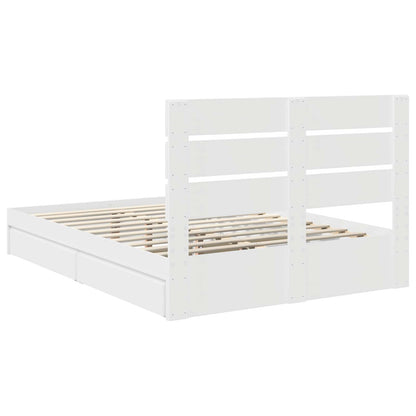 Opslag bed met hoofdeinde Wit 140 x 200 cm Bewerkt hout