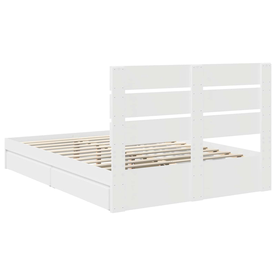 Opslag bed met hoofdeinde Wit 140 x 200 cm Bewerkt hout