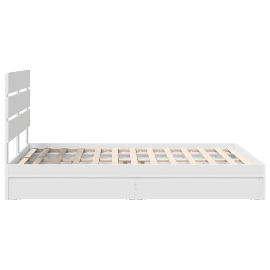 Opslag bed met hoofdeinde Wit 140 x 200 cm Bewerkt hout