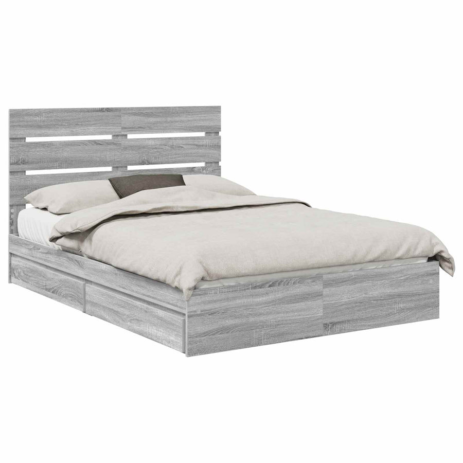 Opslag bed met lade Grijs Sonoma 140 x 200 cm Bewerkt hout