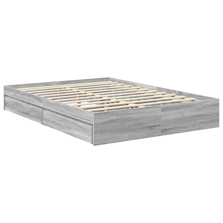 Opslag bed met lade Grijs Sonoma 140 x 200 cm Bewerkt hout