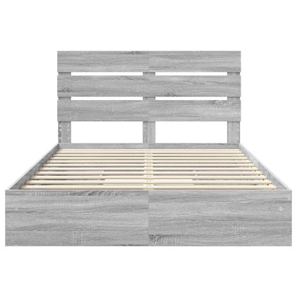 Opslag bed met lade Grijs Sonoma 140 x 200 cm Bewerkt hout