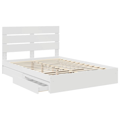 Opslag bed met hoofdeinde Wit 140 x 190 cm Bewerkt hout