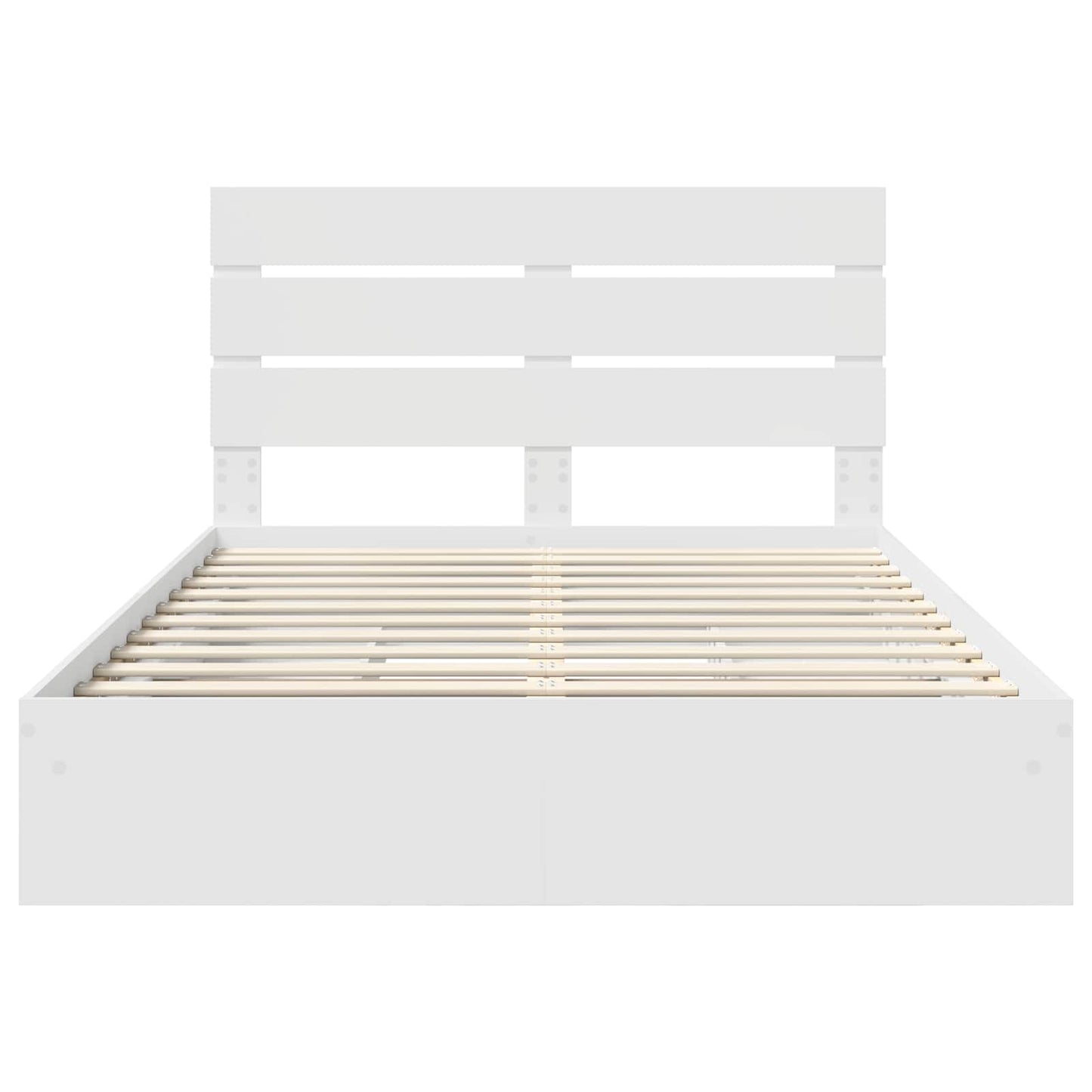 Opslag bed met hoofdeinde Wit 140 x 190 cm Bewerkt hout