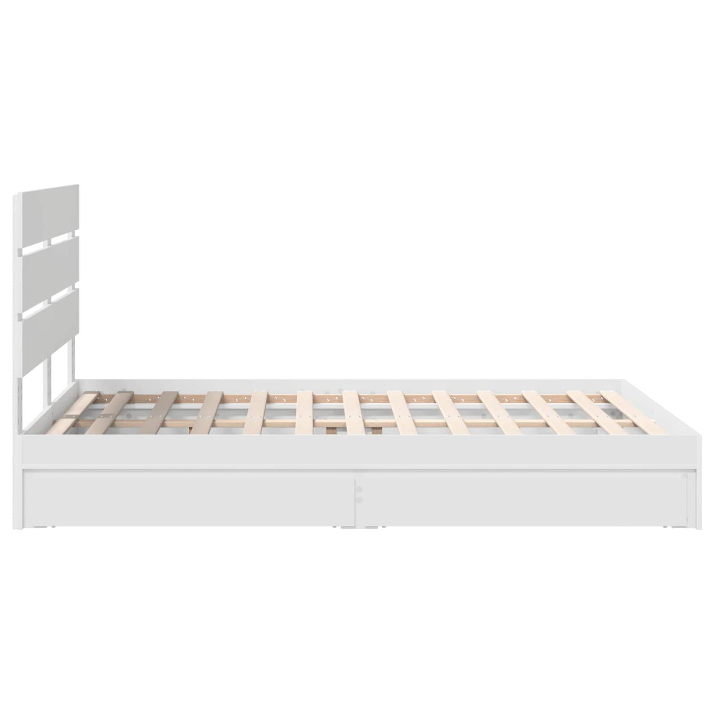 Opslag bed met hoofdeinde Wit 140 x 190 cm Bewerkt hout