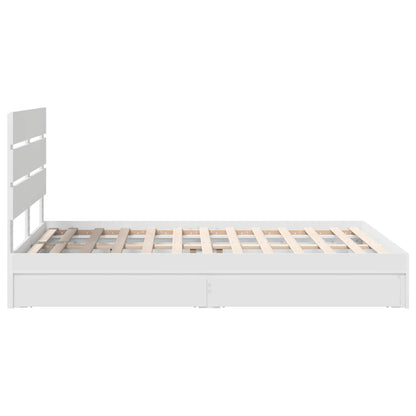 Opslag bed met hoofdeinde Wit 140 x 190 cm Bewerkt hout