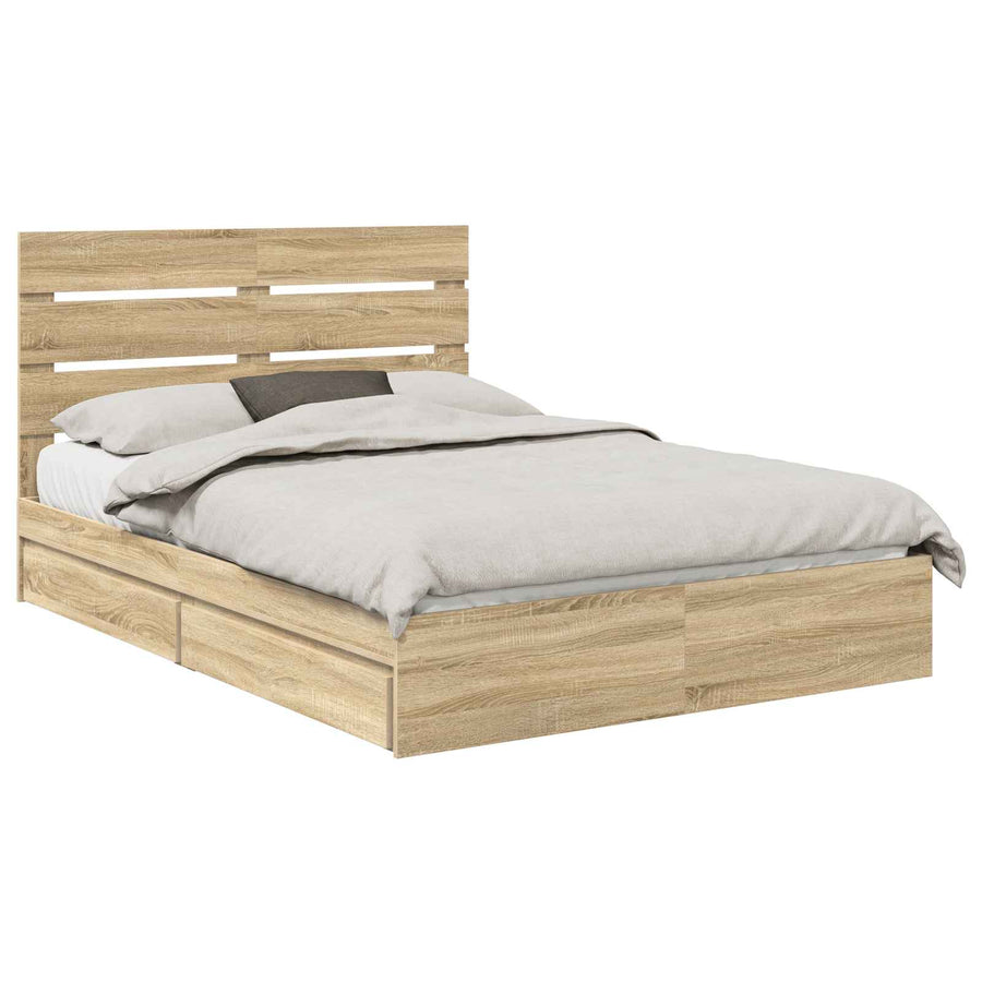 Opslag bed met lade Sonoma Eiken 140 x 190 cm Bewerkt hout