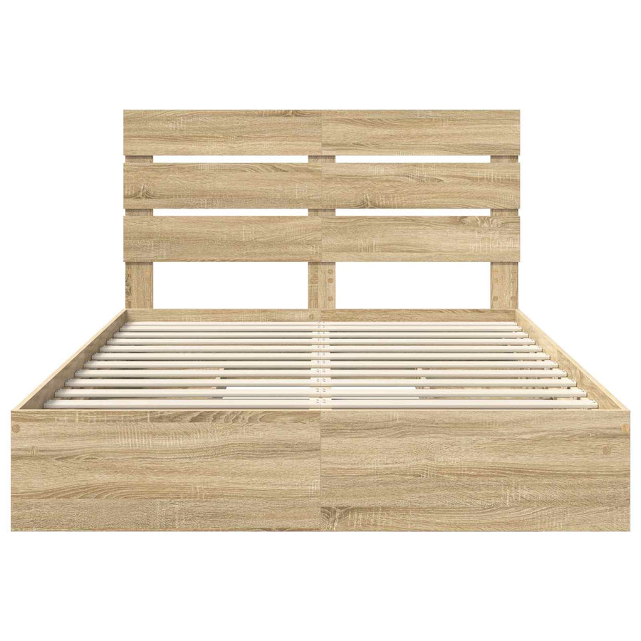Opslag bed met lade Sonoma Eiken 140 x 190 cm Bewerkt hout