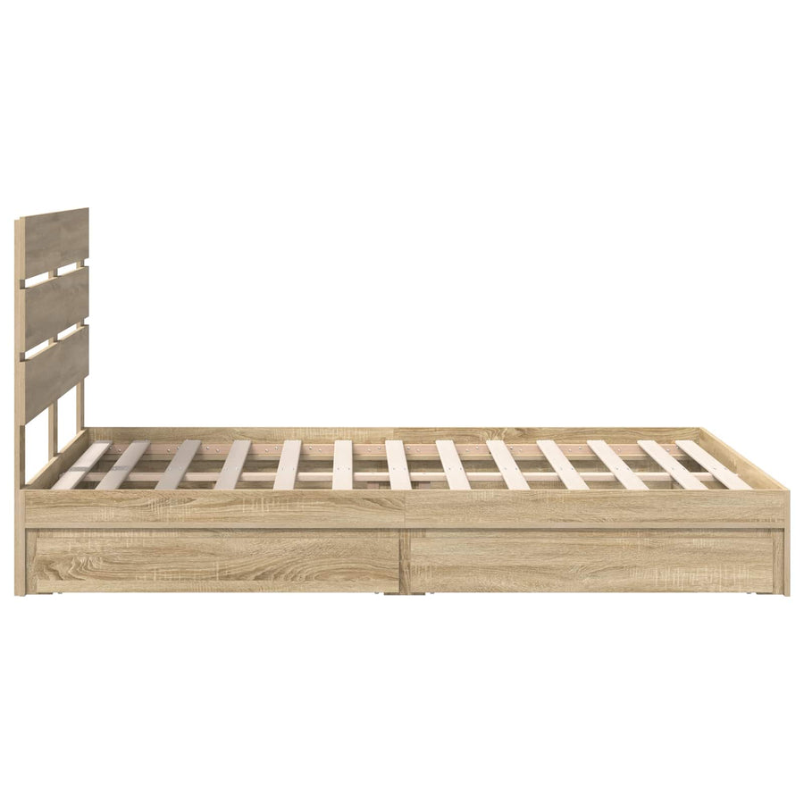 Opslag bed met lade Sonoma Eiken 140 x 190 cm Bewerkt hout