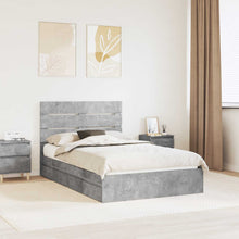 Opslag bed met hoofdeinde Beton Grijs 135 x 190 cm Bewerkt hout