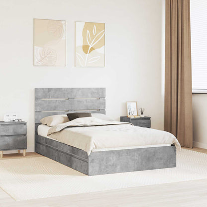 Opslag bed met hoofdeinde Beton Grijs 135 x 190 cm Bewerkt hout