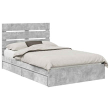 Opslag bed met hoofdeinde Beton Grijs 135 x 190 cm Bewerkt hout