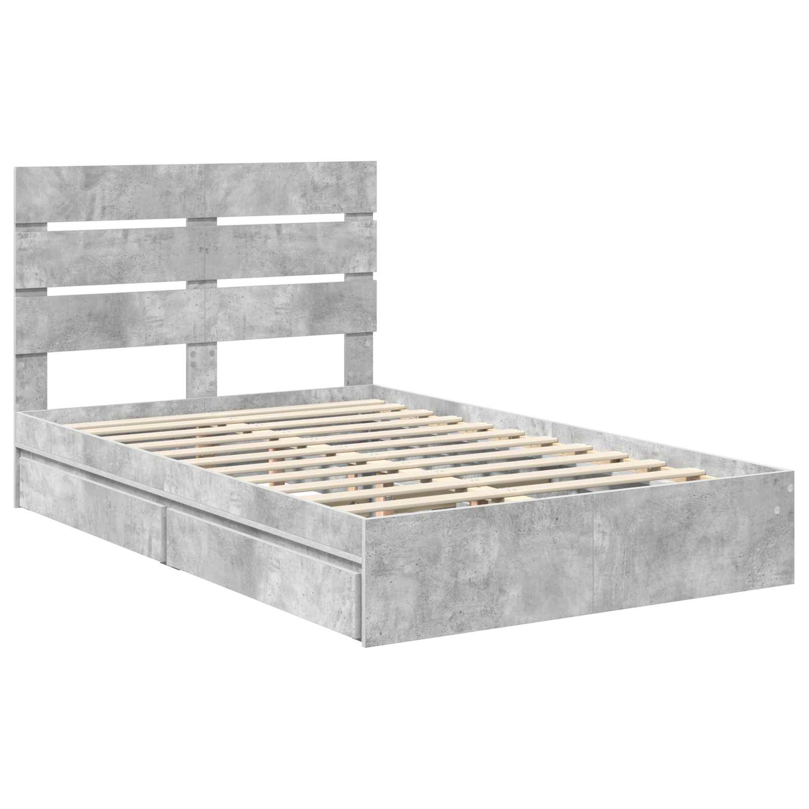 Opslag bed met hoofdeinde Beton Grijs 135 x 190 cm Bewerkt hout