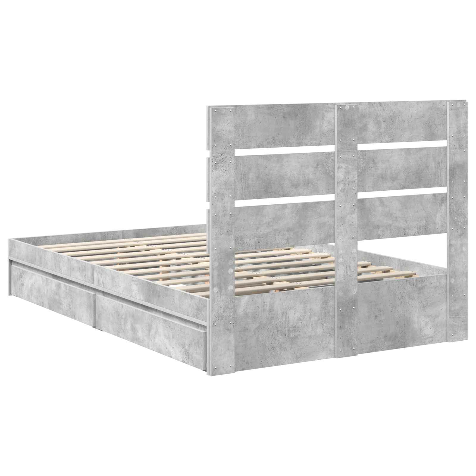 Opslag bed met hoofdeinde Beton Grijs 135 x 190 cm Bewerkt hout
