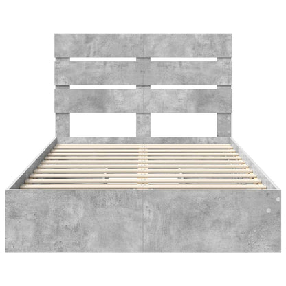 Opslag bed met hoofdeinde Beton Grijs 135 x 190 cm Bewerkt hout