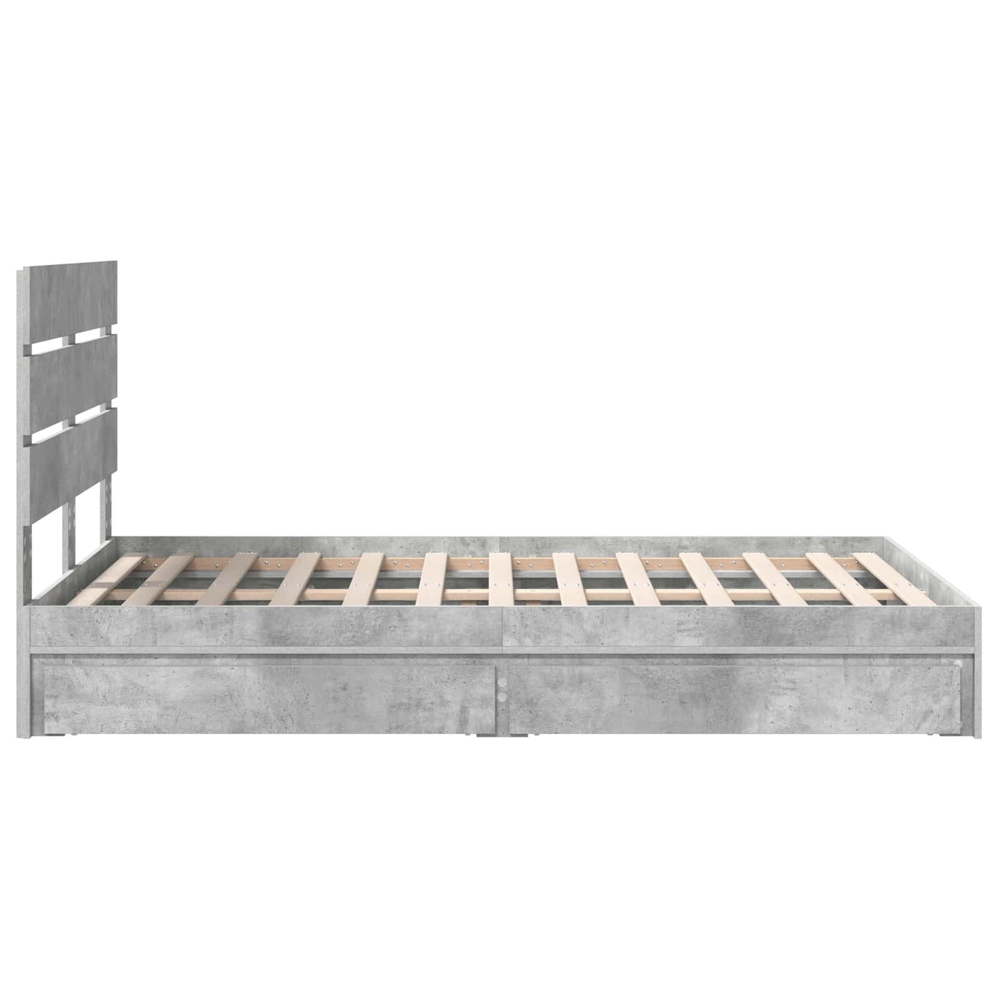 Opslag bed met hoofdeinde Beton Grijs 135 x 190 cm Bewerkt hout