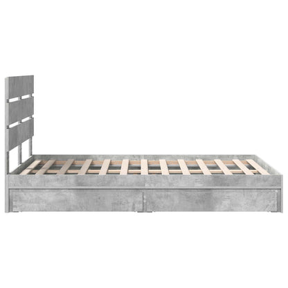 Opslag bed met hoofdeinde Beton Grijs 135 x 190 cm Bewerkt hout