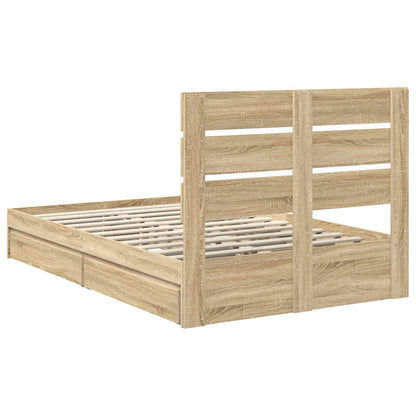 Opslag bed met lade Sonoma Eiken 120 x 200 cm Bewerkt hout