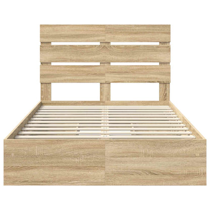 Opslag bed met lade Sonoma Eiken 120 x 200 cm Bewerkt hout
