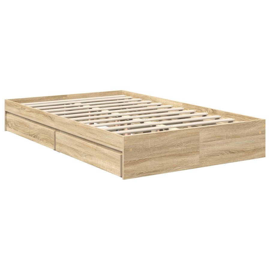 Opslag bed met lade Sonoma Eiken 100 x 200 cm Bewerkt hout