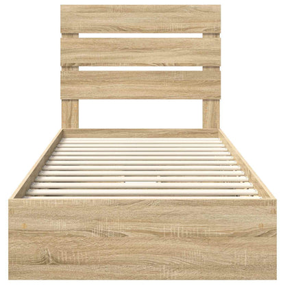 Opslag bed met lade Sonoma Eiken 100 x 200 cm Bewerkt hout