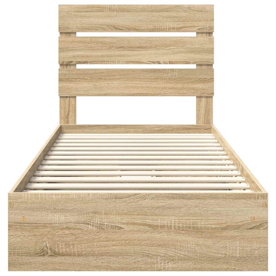 Opslag bed met lade Sonoma Eiken 100 x 200 cm Bewerkt hout