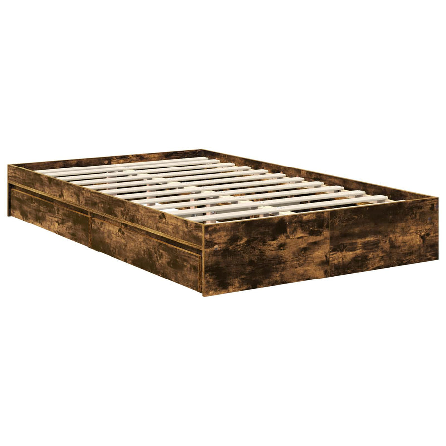 Opslag bed met lade Gerookt eiken 100 x 200 cm Bewerkt hout