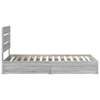 Opslag bed met lade Grijs Sonoma 100 x 200 cm Bewerkt hout