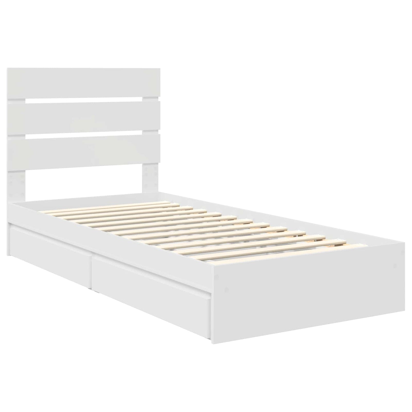 Opslag bed met hoofdeinde met lade Wit 90 x 200 cm Bewerkt hout