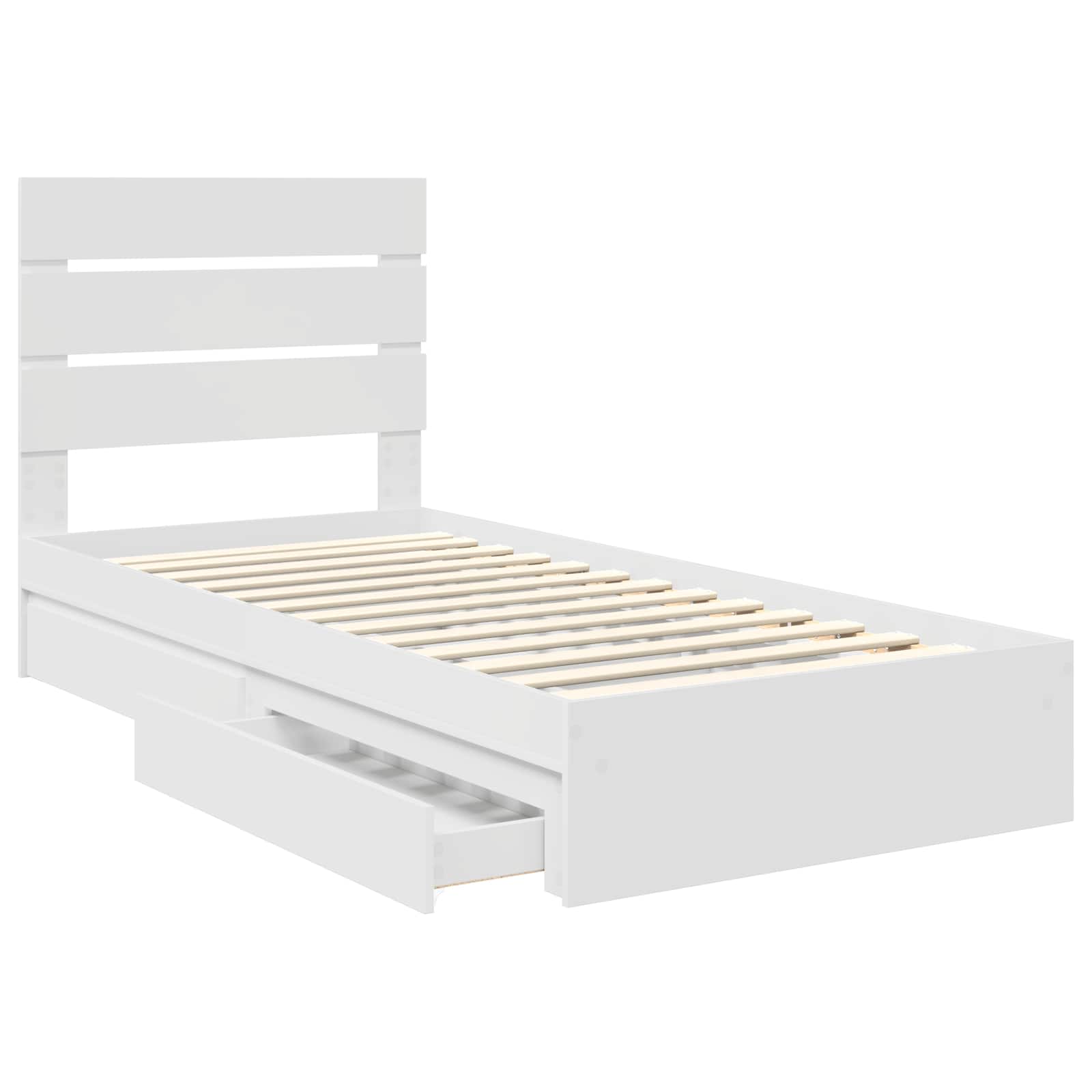 Opslag bed met hoofdeinde met lade Wit 90 x 200 cm Bewerkt hout