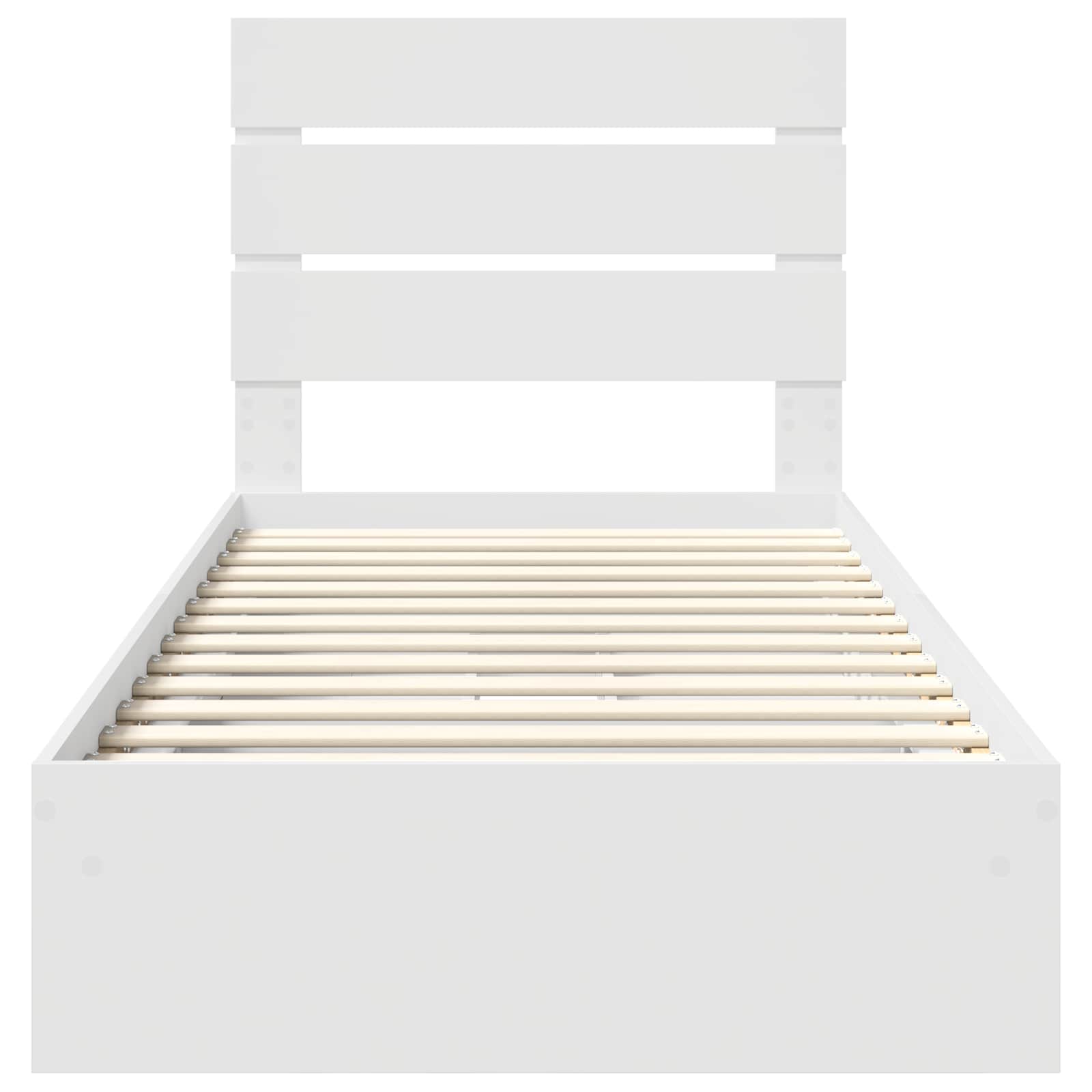 Opslag bed met hoofdeinde met lade Wit 90 x 200 cm Bewerkt hout