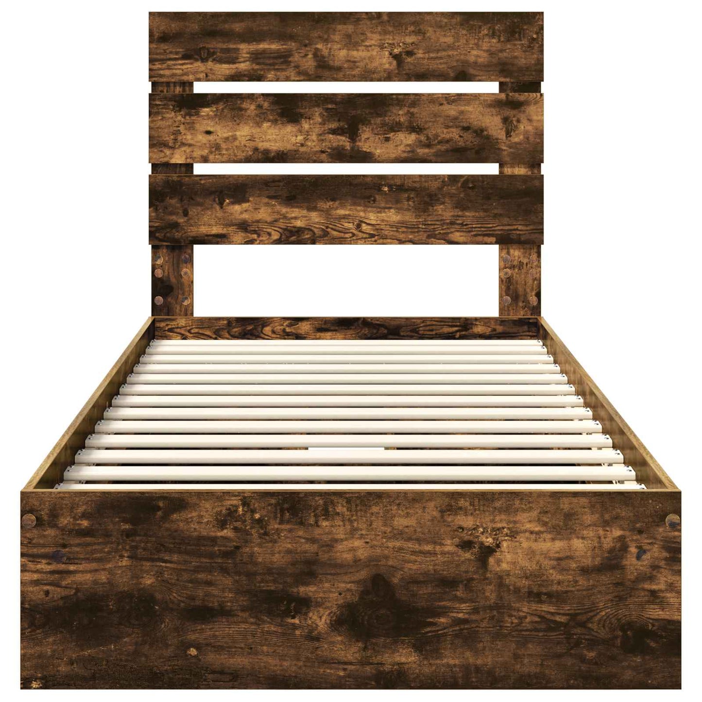 Opslag bed met lade Gerookt eiken 90 x 200 cm Bewerkt hout