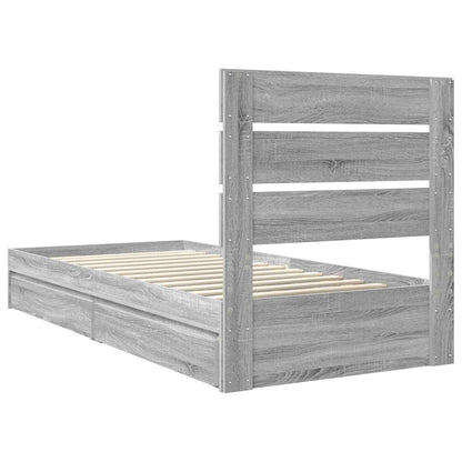 Opslag bed met hoofdeinde Grijs Sonoma 90 x 200 cm Bewerkt hout