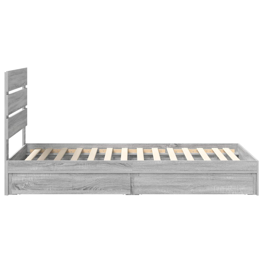 Opslag bed met hoofdeinde Grijs Sonoma 90 x 200 cm Bewerkt hout