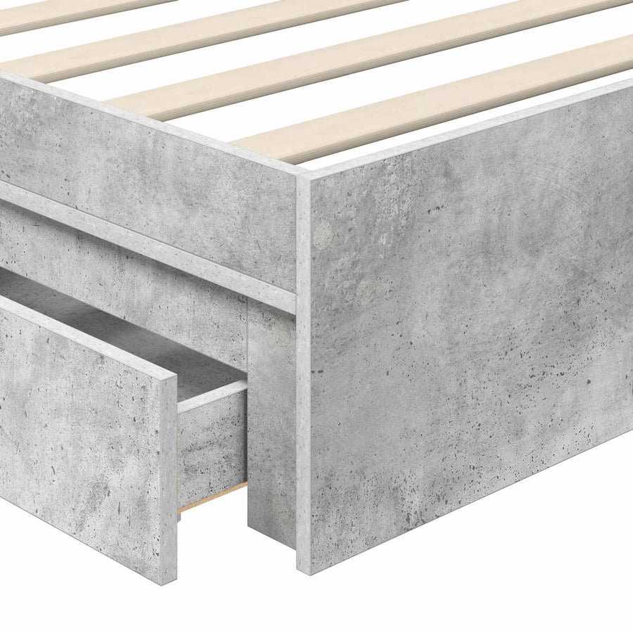 Opslag bed met hoofdeinde Beton Grijs 90 x 190 cm Bewerkt hout
