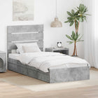 Opbergbed 90x190 cm beton grijs bewerkt hout