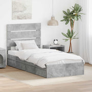 Opbergbed 90x190 cm beton grijs bewerkt hout