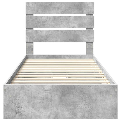 Opslag bed met hoofdeinde Beton Grijs 90 x 190 cm Bewerkt hout