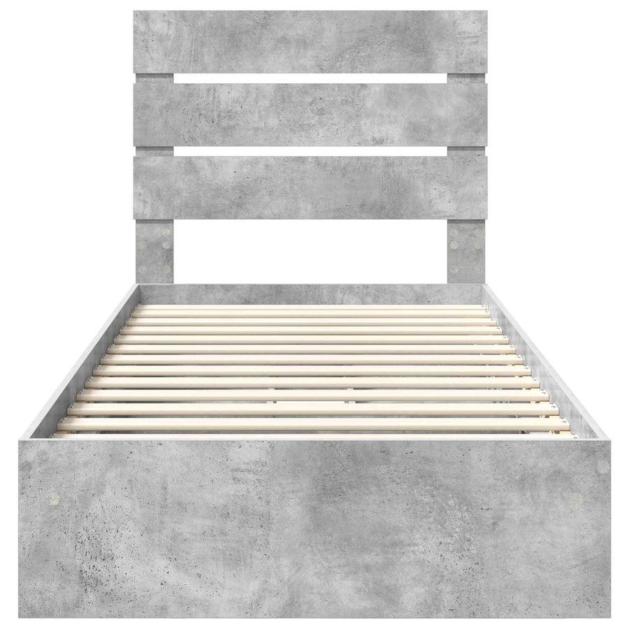 Opslag bed met hoofdeinde Beton Grijs 90 x 190 cm Bewerkt hout