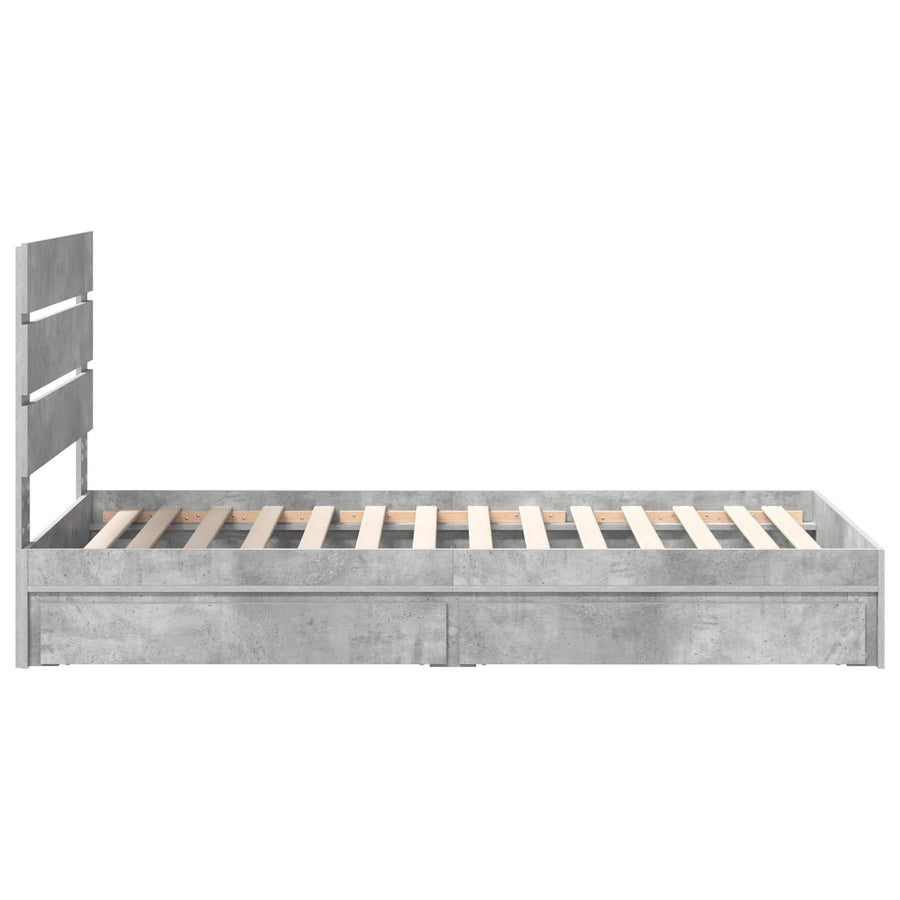 Opslag bed met hoofdeinde Beton Grijs 90 x 190 cm Bewerkt hout