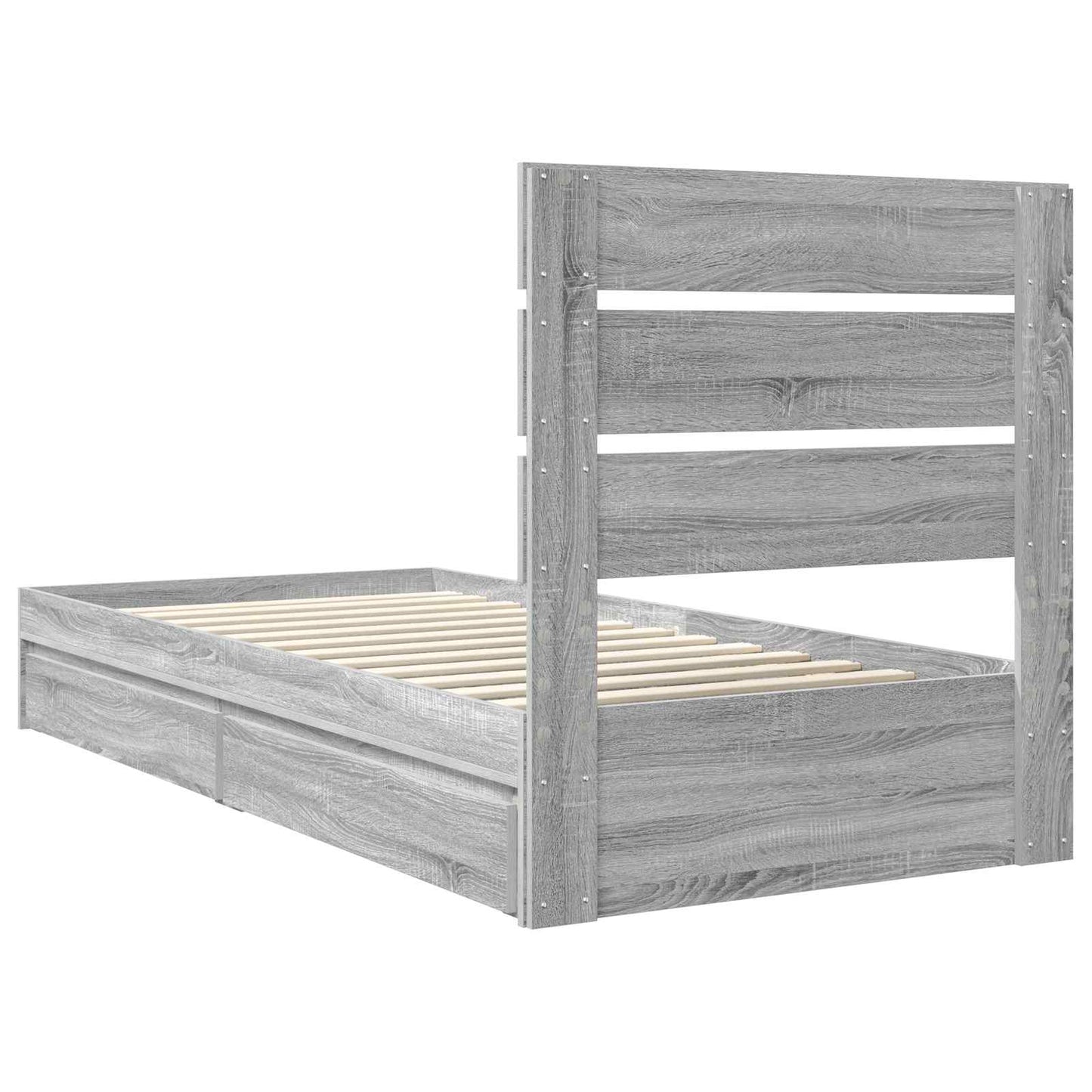 Opslag bed met hoofdeinde Grijs Sonoma 90 x 190 cm Bewerkt hout