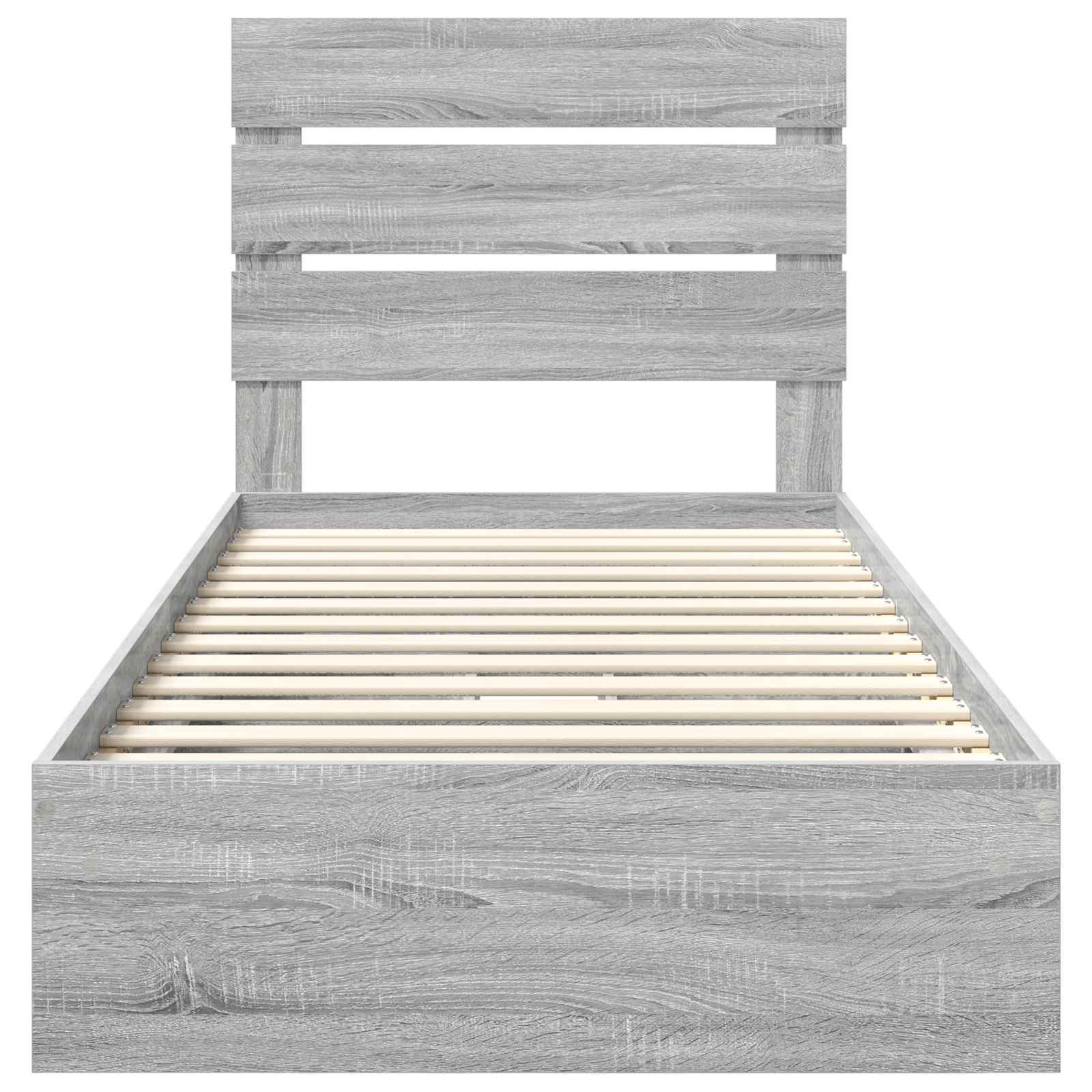 Opslag bed met hoofdeinde Grijs Sonoma 90 x 190 cm Bewerkt hout