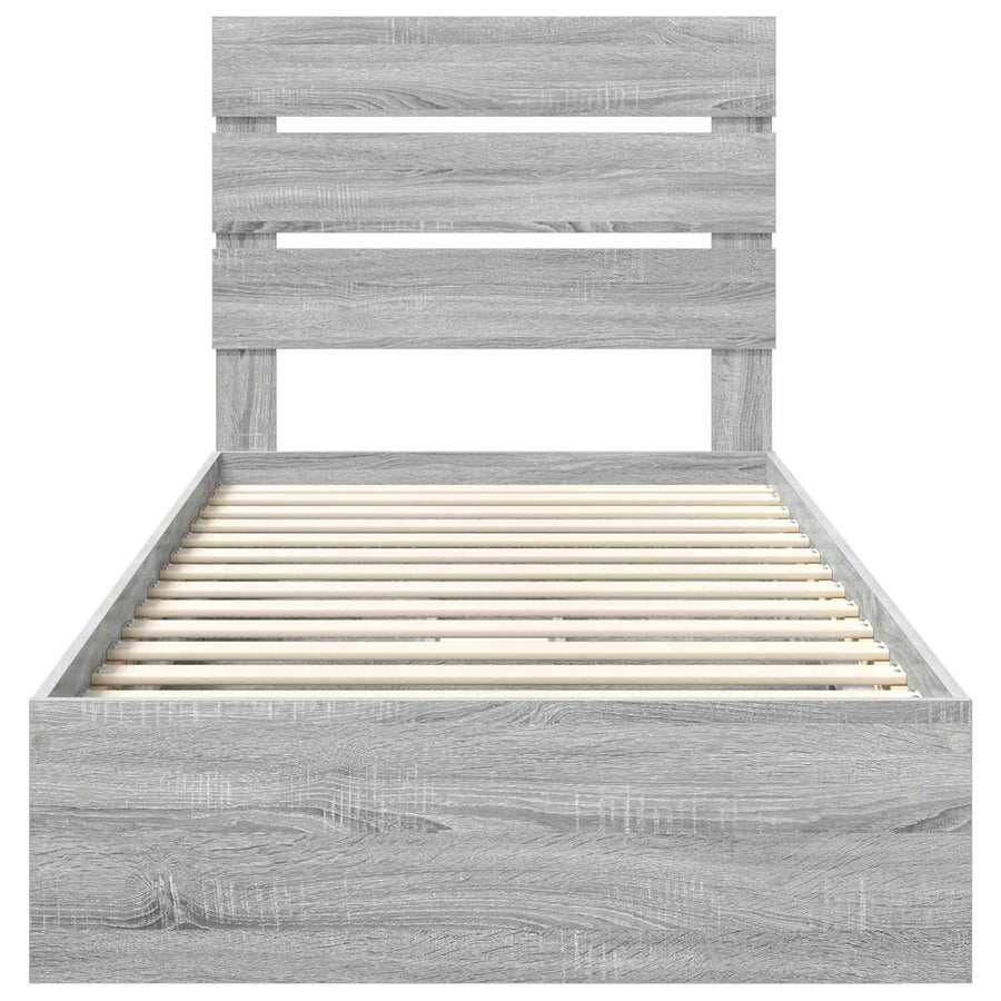 Opslag bed met hoofdeinde Grijs Sonoma 90 x 190 cm Bewerkt hout