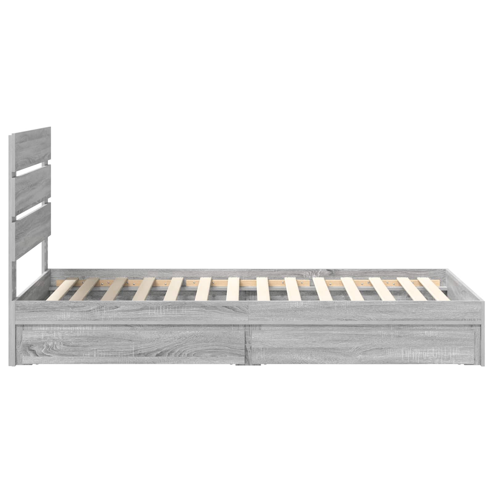 Opslag bed met hoofdeinde Grijs Sonoma 90 x 190 cm Bewerkt hout