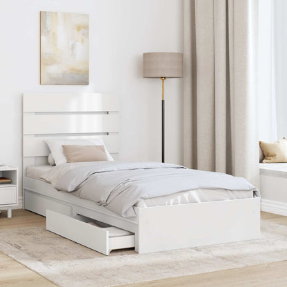 Opslag bed met hoofdeinde met lade Wit 75 x 190 cm Bewerkt hout