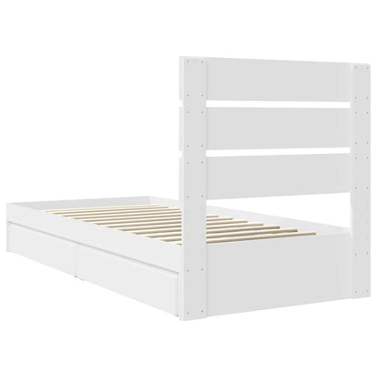 Opslag bed met hoofdeinde met lade Wit 75 x 190 cm Bewerkt hout