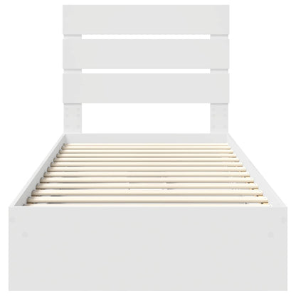 Opslag bed met hoofdeinde met lade Wit 75 x 190 cm Bewerkt hout