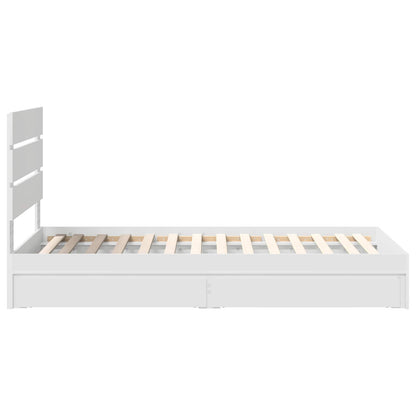 Opslag bed met hoofdeinde met lade Wit 75 x 190 cm Bewerkt hout