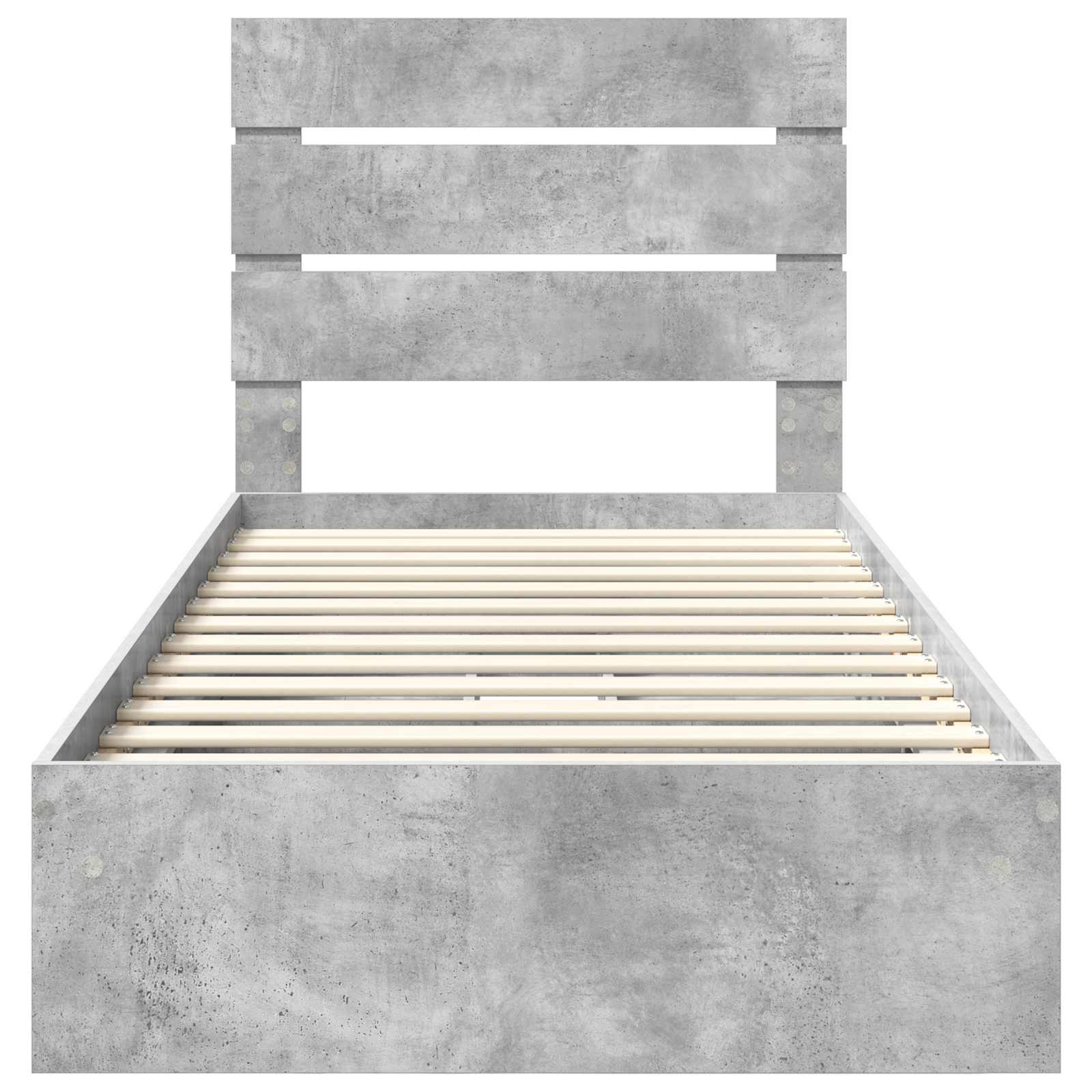 Opslag bed met hoofdeinde Beton Grijs 75 x 190 cm Bewerkt hout